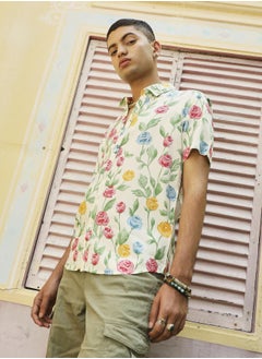 Campus Sutra Men's Multicolour Rose Garden Print Shirt  - Image 3