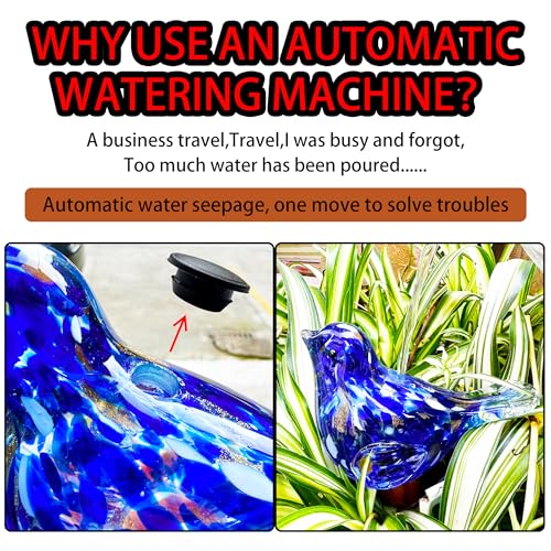 Naboher Glass Bird Shaped Plant Watering Ball Glass Automatic Watering Ball Flower Pot Insertion Spike Drip Irrigation Device Watering Ball Irrigation System Plant Enthusiast Gift (Dark Blue) - Image 5