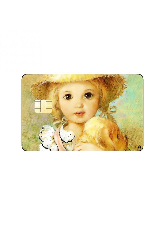 RKN PRINTED BANK CARD STICKER Beautiful Girl Vintage Art With Dog - Image 2