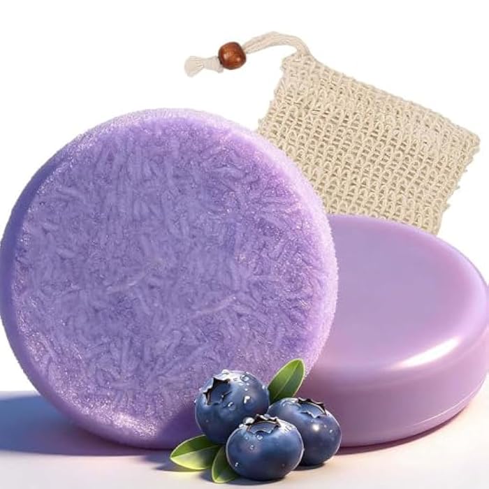 Blueberry Shampoo and Conditioner Bar Set, Anti Dandruff Formula with Natural Blueberry Extract, Sulfate Free Scalp Soothing Solid Bars for Fresh and Shiny Hair (shampoo bar) - Image 3