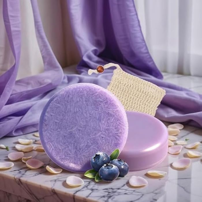 Blueberry Shampoo and Conditioner Bar Set, Anti Dandruff Formula with Natural Blueberry Extract, Sulfate Free Scalp Soothing Solid Bars for Fresh and Shiny Hair (shampoo bar) - Image 5