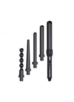 Lustrum 5 in 1 Tourmaline Ceramic Curling Wand Set with Interchangeable Barrels, Digital Display, Automatic Shutoff Feature. Heat Up to 410°F