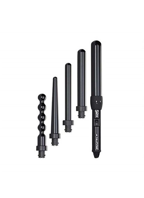 Lustrum 5 in 1 Tourmaline Ceramic Curling Wand Set with Interchangeable Barrels, Digital Display, Automatic Shutoff Feature. Heat Up to 410°F