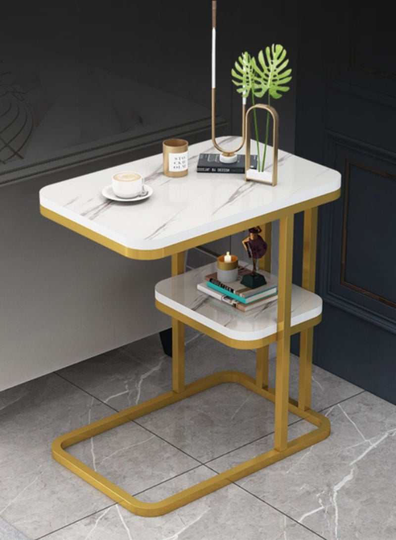 Sharpdo طاولة نهاية مربعة بطبقتين لطاولة الأريكة طاولة جانب للمعيشة طاولة قهوة صغيرة - Image 2