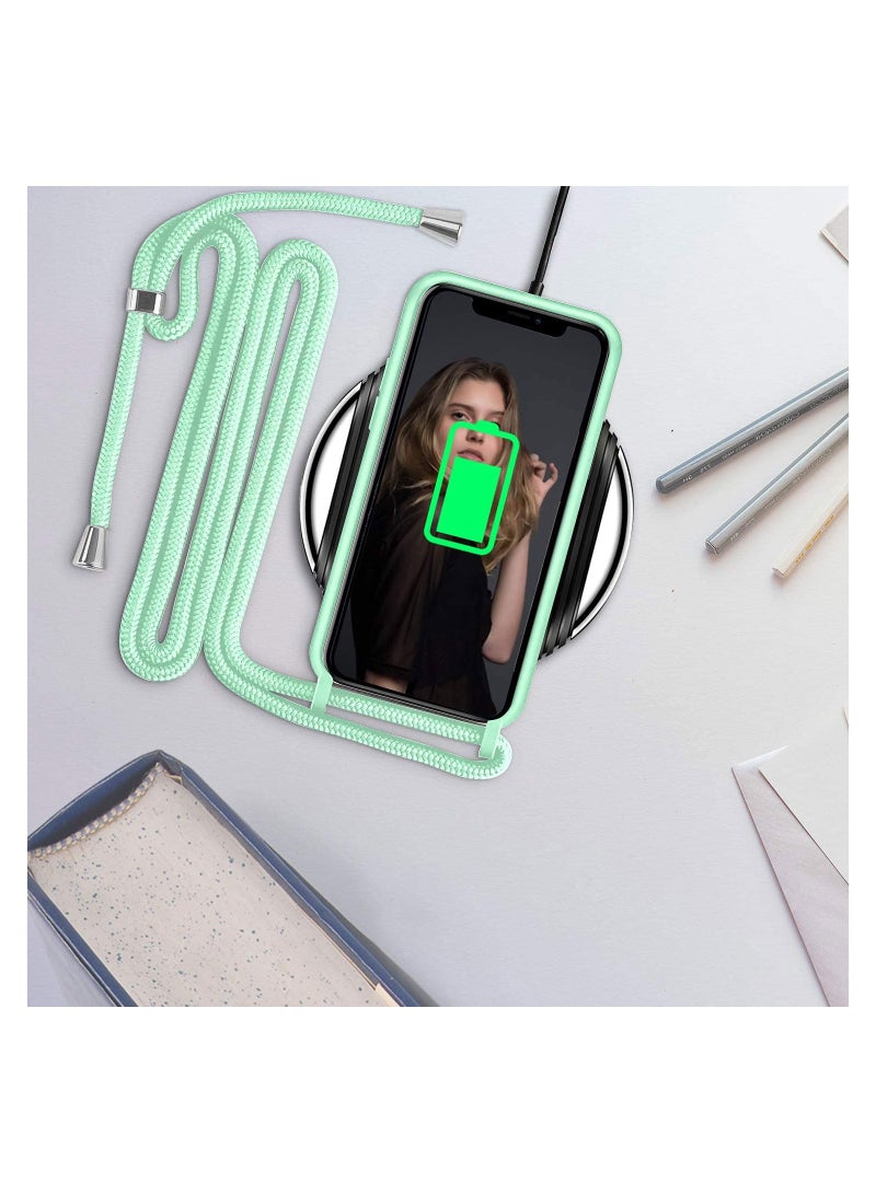 SYOSI 6.1 inch Crossbody Case Compatible with iPhone 12/12 Pro, Mint Green, Scratch Resistant and Bumps TPU Material Phone Mobile Cover Neck Cord Lanyard Strap - Image 5