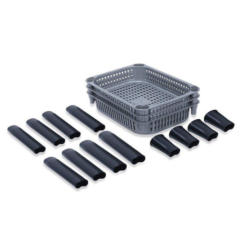 Morbrix 3Tier Foldable Plastic Storage Rack Basket Stand Vegetable Trolley Rack for Kitchen Storage Vegetable Organizer Vegetable Stand for Kitchen Basket Storage Racks Silver - Image 4