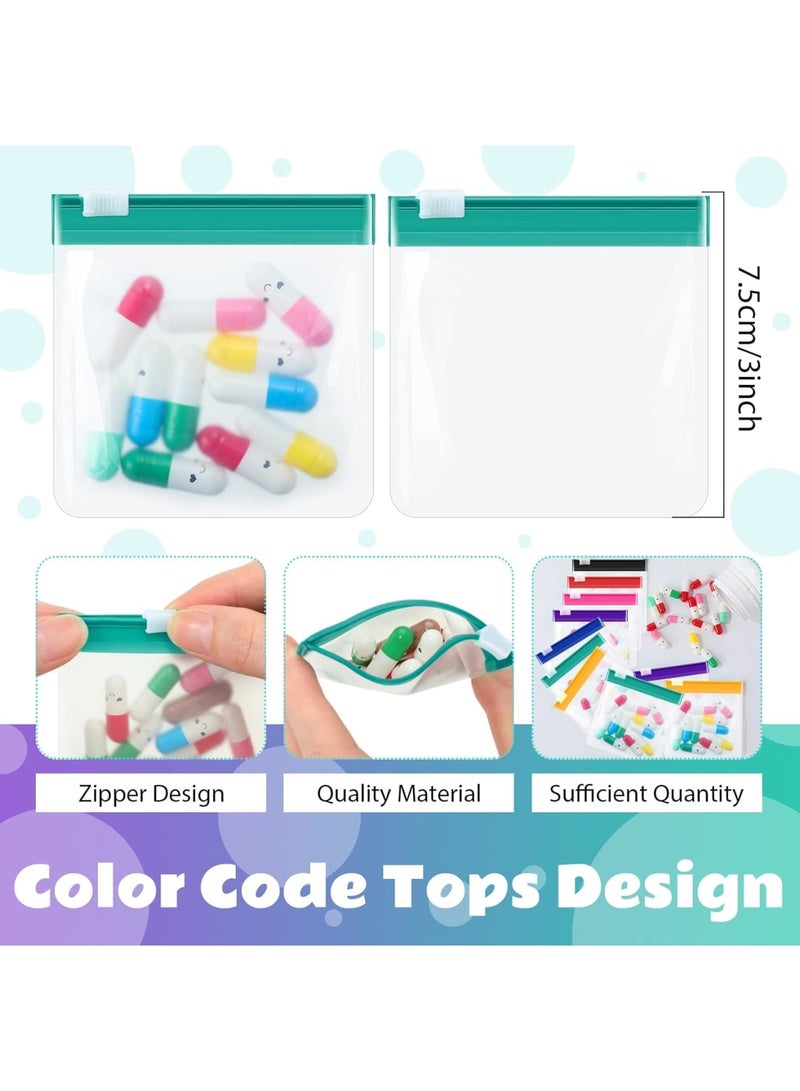 Pill Organizer, Waterproof Daily Pill Carrier with Colorful Seals, Portable Pocket Pharmacy for Vitamins Medicine Supplements, Travel Friendly Multipurpose Pill Pouch, 14pcs - Image 2
