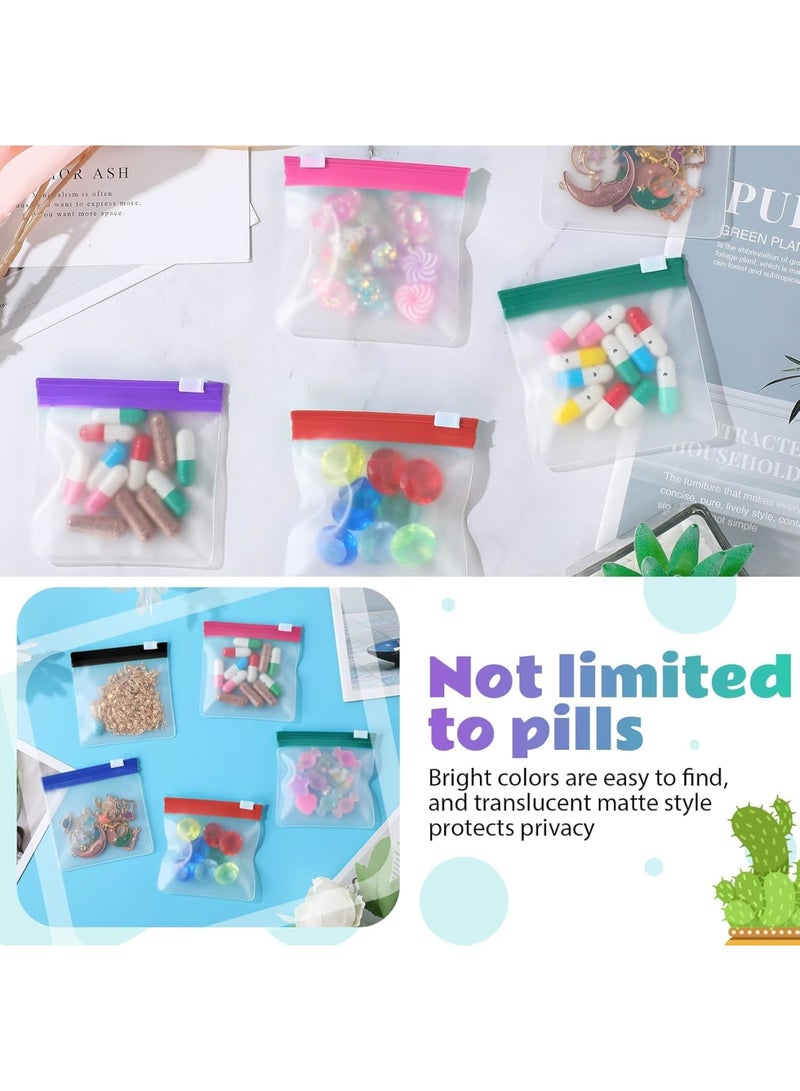 Pill Organizer, Waterproof Daily Pill Carrier with Colorful Seals, Portable Pocket Pharmacy for Vitamins Medicine Supplements, Travel Friendly Multipurpose Pill Pouch, 14pcs - Image 4