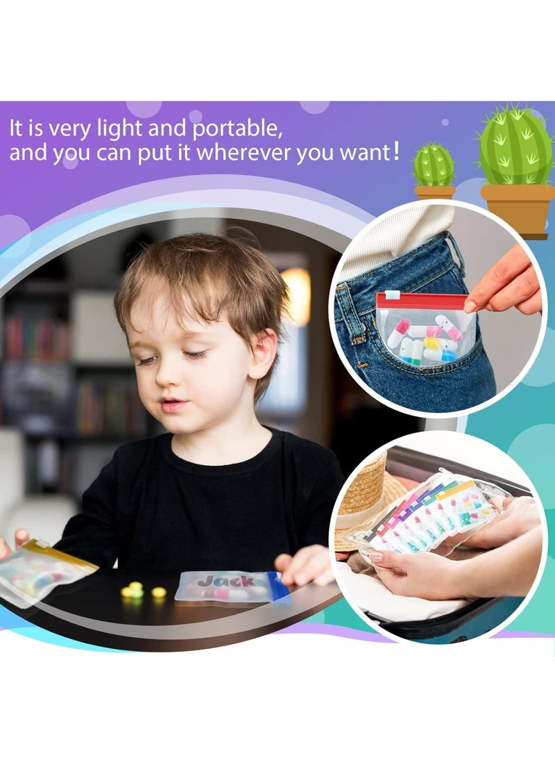 Pill Organizer, Waterproof Daily Pill Carrier with Colorful Seals, Portable Pocket Pharmacy for Vitamins Medicine Supplements, Travel Friendly Multipurpose Pill Pouch, 14pcs - Image 5