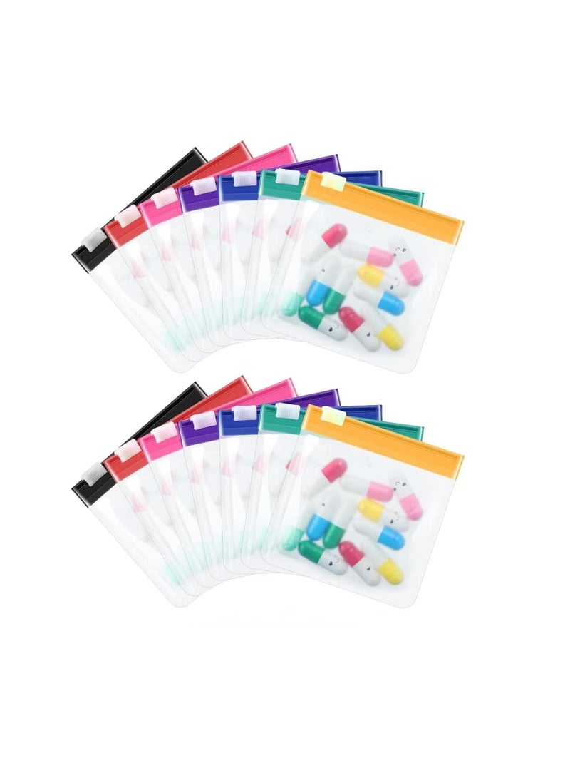Pill Organizer, Waterproof Daily Pill Carrier with Colorful Seals, Portable Pocket Pharmacy for Vitamins Medicine Supplements, Travel Friendly Multipurpose Pill Pouch, 14pcs - Image 1