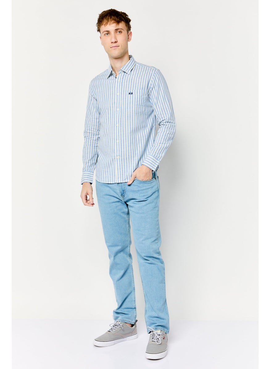 La Martina Men Tailored Fit Stripe Long Sleeve Casual Shirt, Multicolor  - Image 2