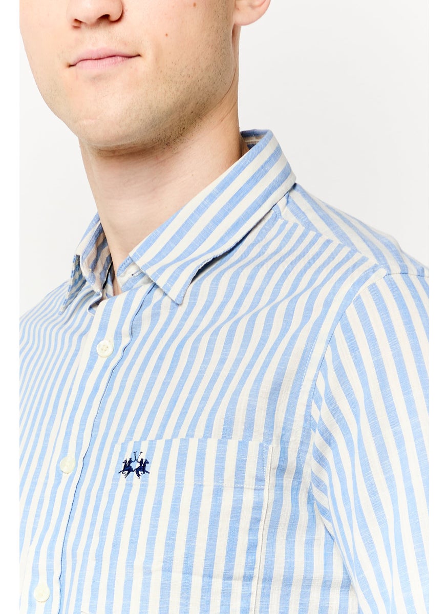 La Martina Men Tailored Fit Stripe Long Sleeve Casual Shirt, Multicolor  - Image 3