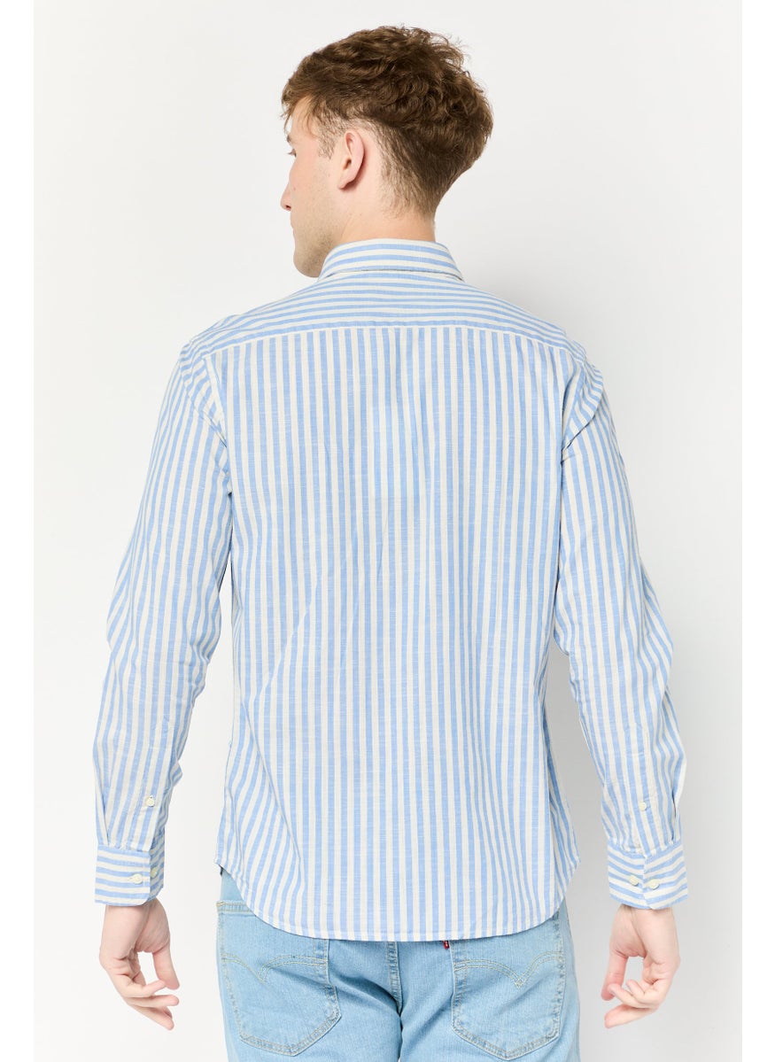 La Martina Men Tailored Fit Stripe Long Sleeve Casual Shirt, Multicolor  - Image 4