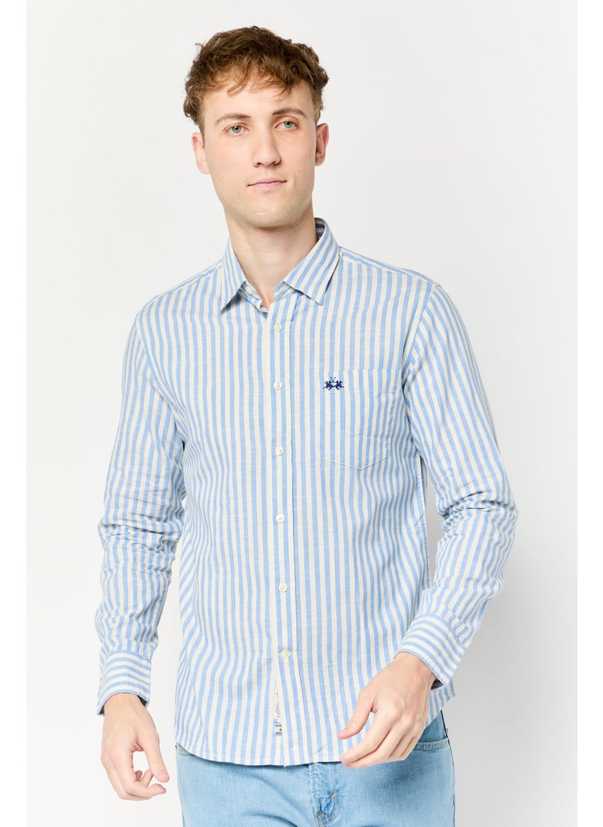 La Martina Men Tailored Fit Stripe Long Sleeve Casual Shirt, Multicolor  - Image 1