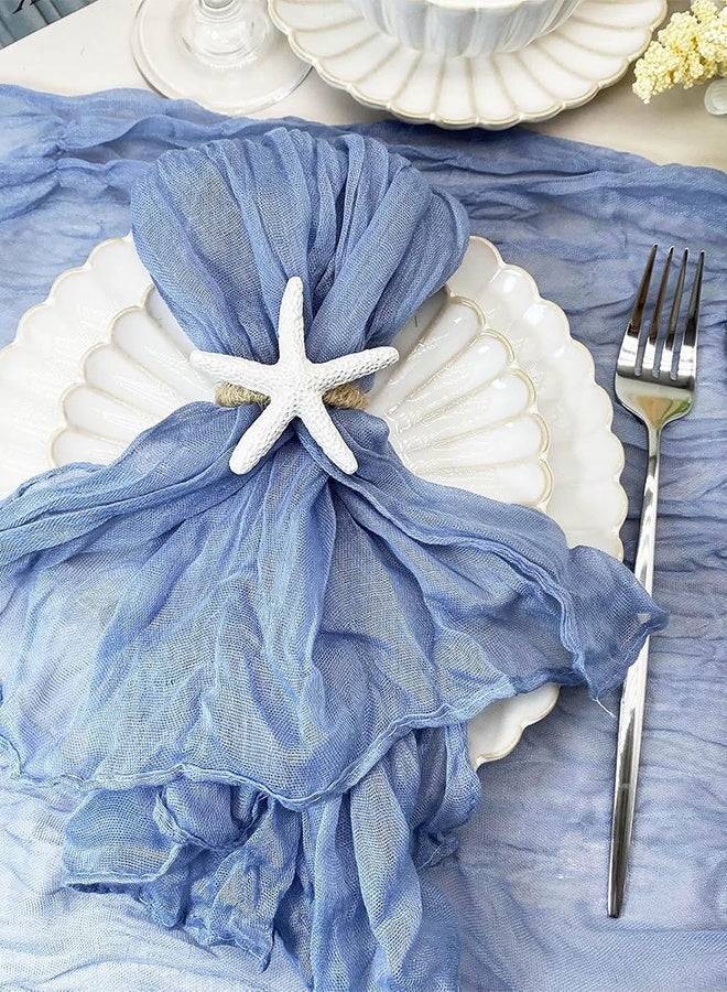 KANGLI Coastal Starfish Napkin Rings - Set of 5 White Starfish Seahorse Shell Anchor Napkin Rings Bulk for Crafts, Beach, Dinner Party, Wedding, Theme Party, Banquet, Nautical, Coastal Table Decor - Image 2
