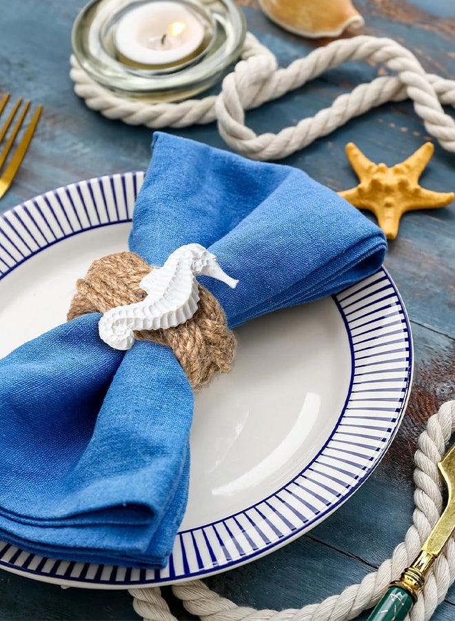 KANGLI Coastal Starfish Napkin Rings - Set of 5 White Starfish Seahorse Shell Anchor Napkin Rings Bulk for Crafts, Beach, Dinner Party, Wedding, Theme Party, Banquet, Nautical, Coastal Table Decor - Image 3