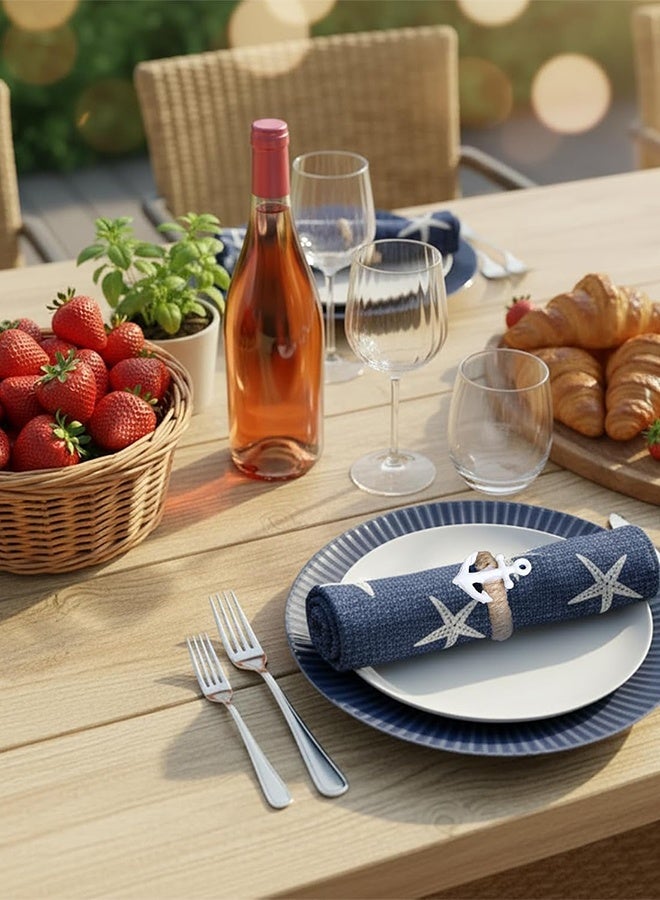KANGLI Coastal Starfish Napkin Rings - Set of 5 White Starfish Seahorse Shell Anchor Napkin Rings Bulk for Crafts, Beach, Dinner Party, Wedding, Theme Party, Banquet, Nautical, Coastal Table Decor - Image 5