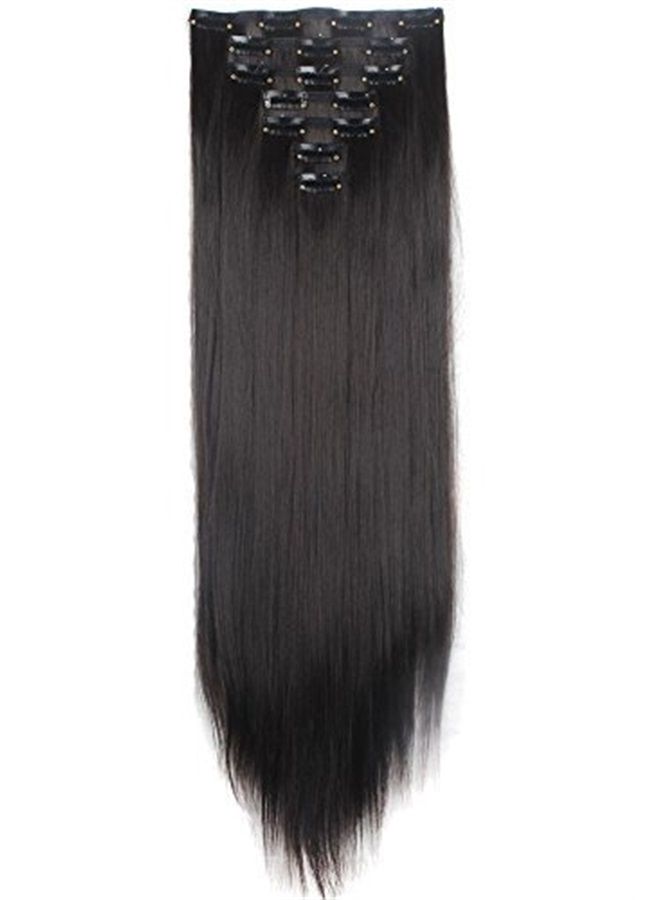 Lelinta 7 قطع 16 مشبك 23-24 بوصة شعر كثيف مجعد مستقيم كامل الرأس مع مشابك على خيوط مزدوجة - Image 1