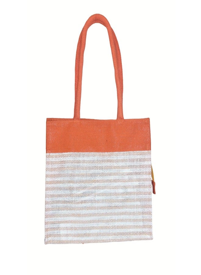 Daffodil Jute Bag | Tote Bag | Handcrafted Trendy Bag | Eco Friendly Carry Bag | Durable Bags for Men & Women | Jute Handbags with Zipper (Orange) - Image 1