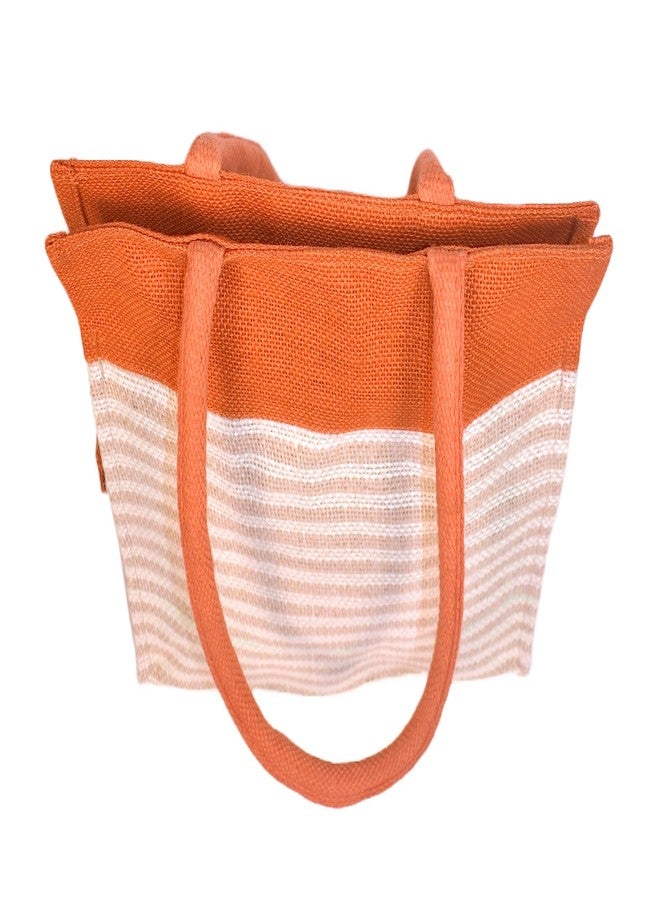 Daffodil Jute Bag | Tote Bag | Handcrafted Trendy Bag | Eco Friendly Carry Bag | Durable Bags for Men & Women | Jute Handbags with Zipper (Orange) - Image 3