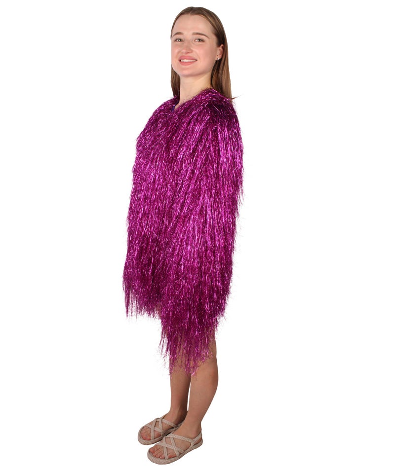 HPO Unisex Festival Carnival Thin Tinsel Jacket with Loose Fit | Extra Dense Tinsel | Purple Color - Image 2