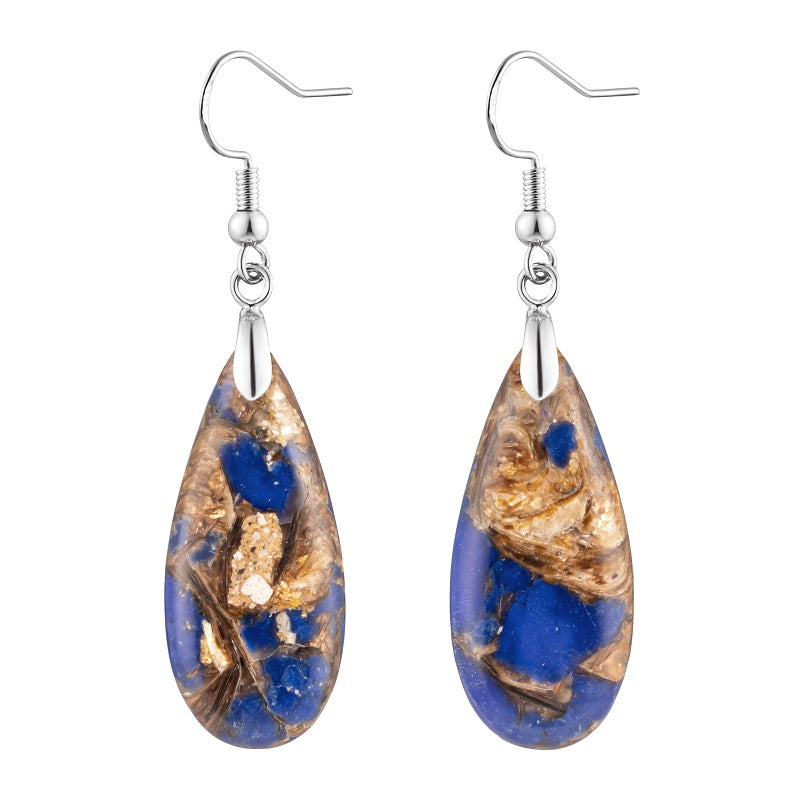 HAISWET Stone Drop Earrings for Women Blue Teardrop Dangle Drop Earrings - Image 1
