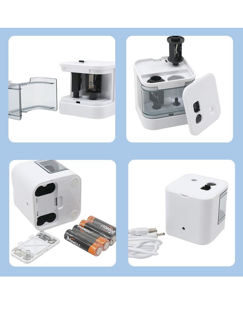 SYOSI Electric Pencil Sharpener 6-12 mm USB and Battery Sharpener Electric with Container Automatic Electronic Pencil Sharpener, Gray Double Hole Electric Pencil Sharpener for School Office and Classroom - Image 5