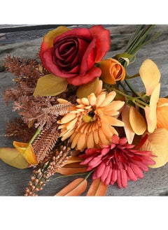 SYOSI One Bundle Artificial Fall Flowers Fake Silk Roses Sunflowers Hydrangea  - Image 2