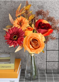 SYOSI One Bundle Artificial Fall Flowers Fake Silk Roses Sunflowers Hydrangea  - Image 5