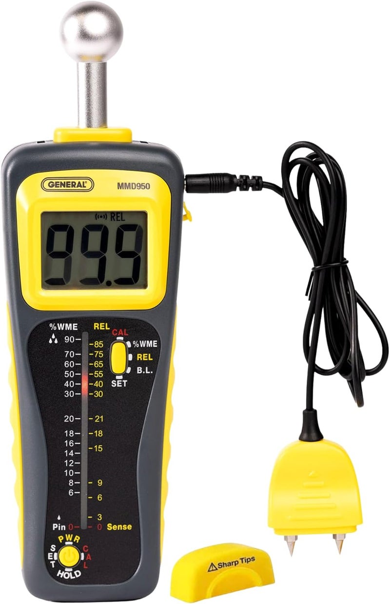 General Tools MMD950 Moisture Meter - Pin Type or Pinless with Deep Sensing and Remote Probe - Image 1