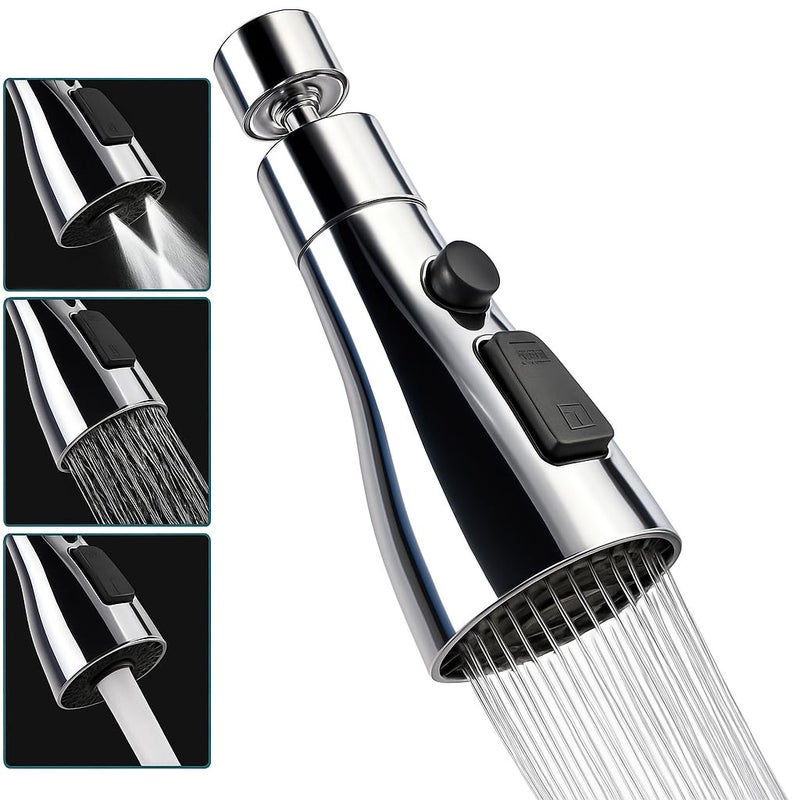 CLINTON موسع صنبور للمغسلة – ملحق صنبور مرن بزاوية 360° | رذاذ صنبور مطبخ موفر للمياه بثلاثة أوضاع | تمديد صنبور المغسلة - Image 1