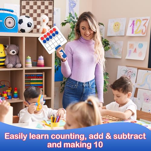 Kasfalci Magnetic TenFrame SetMath Manipulative Games for Kids Toddlers5 Dry Erase Paddles 150 Math CountersAddition Subtraction GameCounting ToysKindergarten Preschool Classroom Must Haves - Image 5