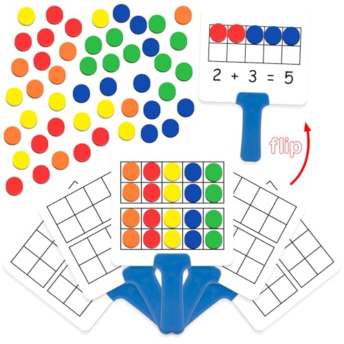 Kasfalci Magnetic TenFrame SetMath Manipulative Games for Kids Toddlers5 Dry Erase Paddles 150 Math CountersAddition Subtraction GameCounting ToysKindergarten Preschool Classroom Must Haves - Image 1