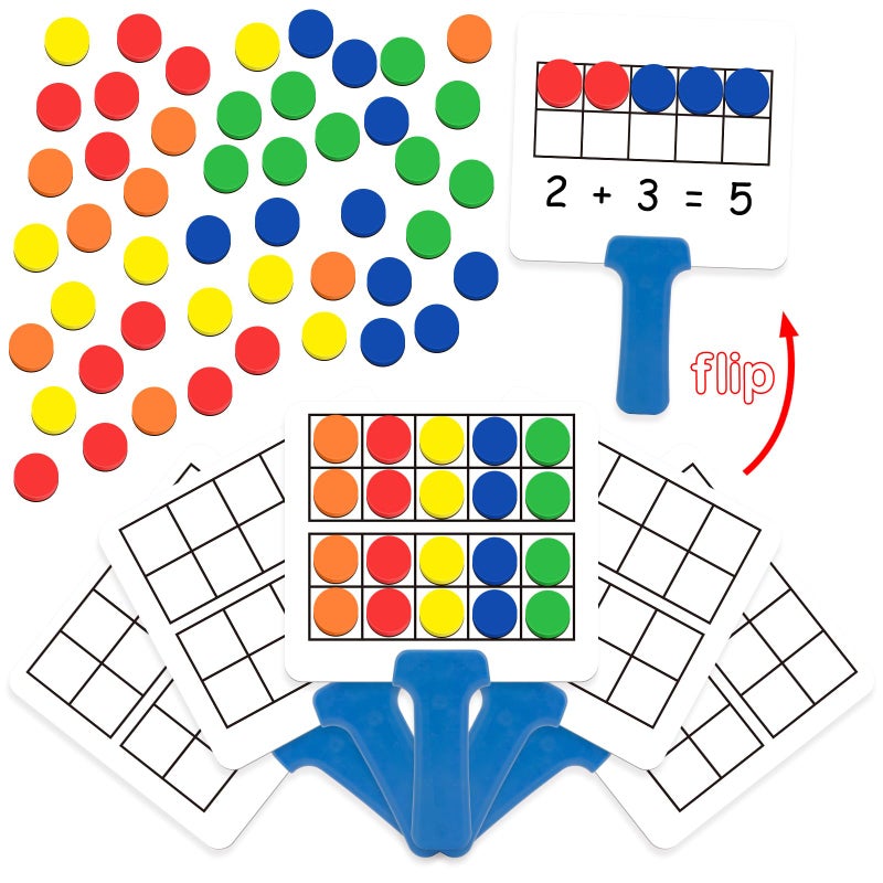 Kasfalci Magnetic TenFrame SetMath Manipulative Games for Kids Toddlers5 Dry Erase Paddles 150 Math CountersAddition Subtraction GameCounting ToysKindergarten Preschool Classroom Must Haves - Image 3