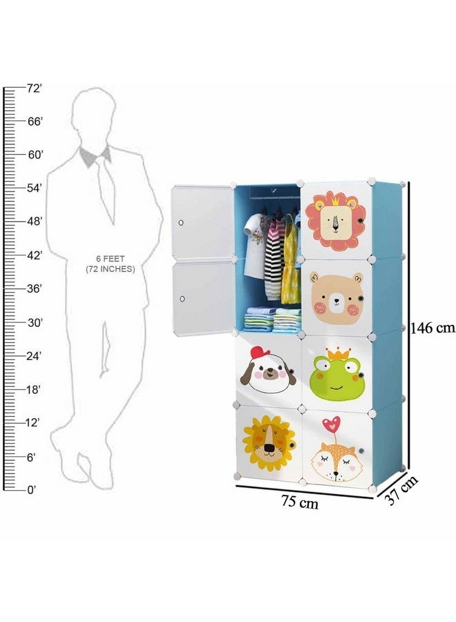 LACOSSI Plastic Baby Foldable Wardrobe For Clothes Storage, Kids Almirah For Clothes, Baby Cupboard For Clothes Storage Collapsible Wardrobe For Kids Clothes/Toys/Books (Blue, 8-Shelf-8-Door) - Image 2