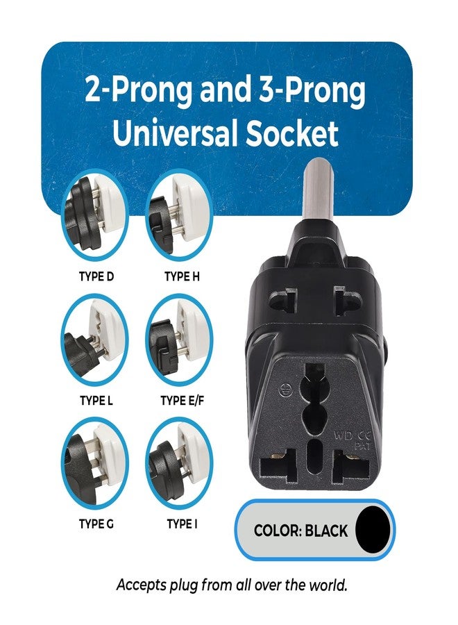Orei OREI 2 in 1 USA to South Africa Adapter Plug (Type M) - 2 Pack, Black - Image 3