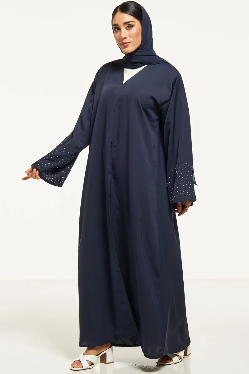 Moistreet Embellished Flared Sleeve Abaya