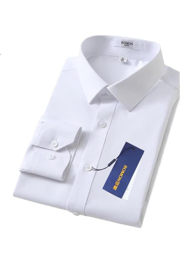 Romon Wrinkle-Resistant Long Sleeve Shirt Men'S Four Seasons Business Casual Solid Color Bamboo Fiber Shirt Workwear Top Men'S - Image 1