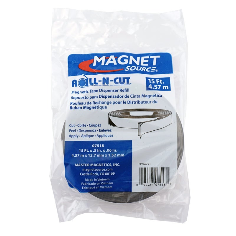 Master Magnetics Master Magnetics Roll-N-Cut Flexible Magnetic Tape Refill - 1/16" Thick x 1/2" Wide x 15 Feet, 1 Roll, 07518  - Image 2