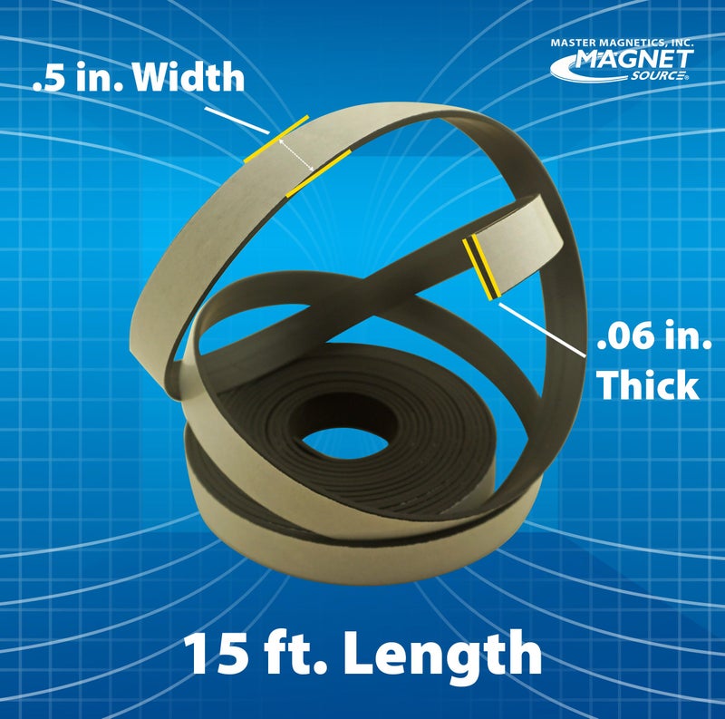 Master Magnetics Master Magnetics Roll-N-Cut Flexible Magnetic Tape Refill - 1/16" Thick x 1/2" Wide x 15 Feet, 1 Roll, 07518  - Image 3
