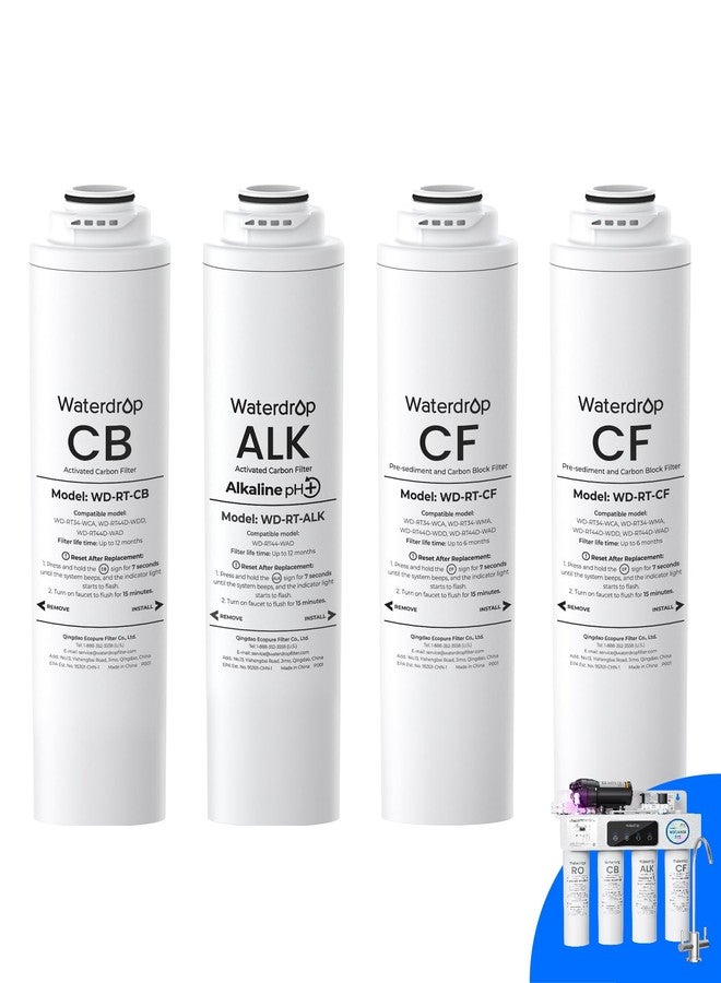 Waterdrop 𝐖𝐃-𝐓𝟒-𝐑𝐂𝐀 Replacement Filter 1-Year Combo, Pack of 2 CF, Pack of 1 CB and 1 Alkaline Filter, Replacement for 𝐖𝐃-𝐓𝟒-𝐀 Reverse Osmosis System (𝟐*𝐂𝐅 + 𝟏*𝐂𝐁 + 𝟏*𝐀𝐋𝐊) - Image 1