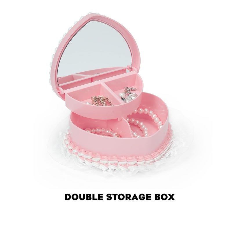 Stylor Coquette Room Decor Aesthetic, Heart Shaped Jewelry Box for Girls, Fake Cherry Pink Cake, Cute Kawaii Decorative Storage Accessories. - Image 2