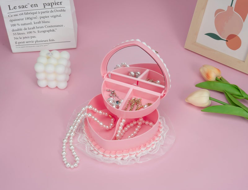 Stylor Coquette Room Decor Aesthetic, Heart Shaped Jewelry Box for Girls, Fake Cherry Pink Cake, Cute Kawaii Decorative Storage Accessories. - Image 4