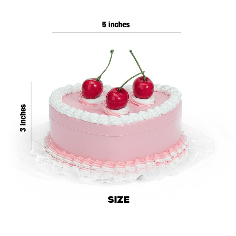 Stylor Coquette Room Decor Aesthetic, Heart Shaped Jewelry Box for Girls, Fake Cherry Pink Cake, Cute Kawaii Decorative Storage Accessories. - Image 3