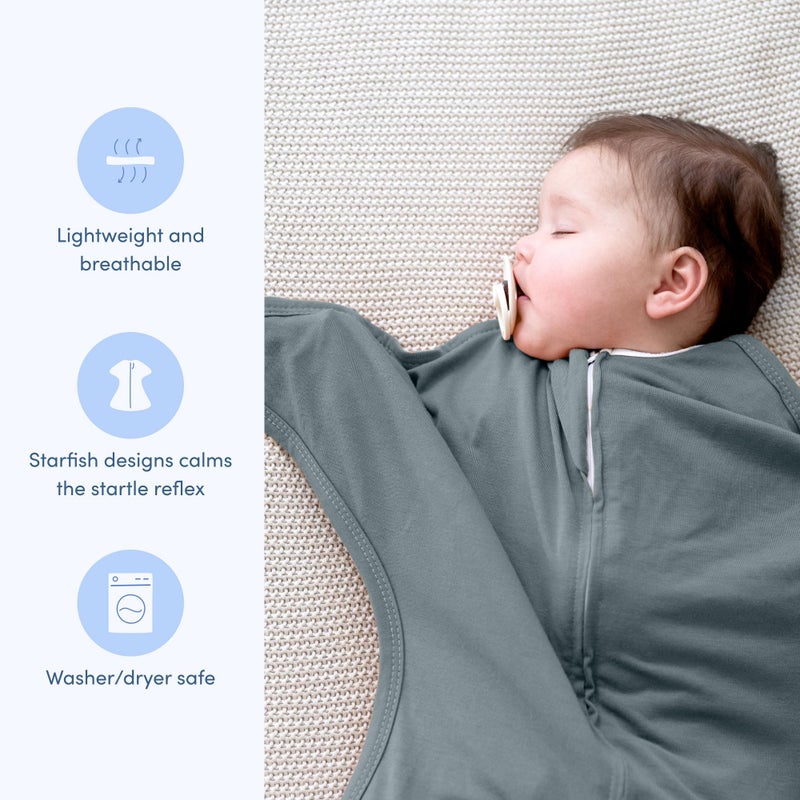 SleepingBaby Zipadee-Zip Transition Swaddle - Cozy Baby Swaddle Blanket with Zipper Convenience - Roomy Wearable Blanket for Easy Diaper Changes - Classic Grey, X-Small (3-6 Month) - 2 Pack - Image 3