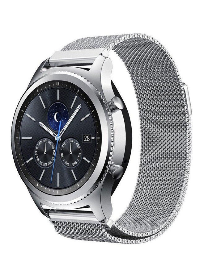 NIBEMINENT - Gear S3 Classic-Frontier Smart Watch Band, Magnet Milanese Loop Stainless Steel With Metal Clasp Buckle Replacement Accessory Sport Fitness Wristband Bracelet Strap Silver - Image 1