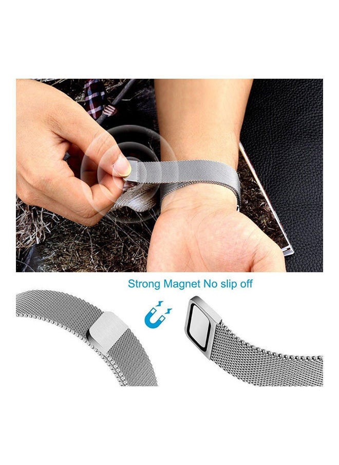 NIBEMINENT - Gear S3 Classic-Frontier Smart Watch Band, Magnet Milanese Loop Stainless Steel With Metal Clasp Buckle Replacement Accessory Sport Fitness Wristband Bracelet Strap Silver - Image 1