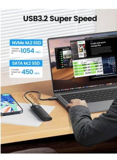 Orico ORICO M.2 NVMe SATA SSD Enclosure Adapter Tool-Free, USB C 3.2 Gen 2 10Gbps NVMe, 5Gbps NGFF SATA PCIe M-Key(B+M Key) 2230/2242/2260/2280, Aluminum External M2 Reader Support UASP Trim- PWDM2-BK  - Image 2
