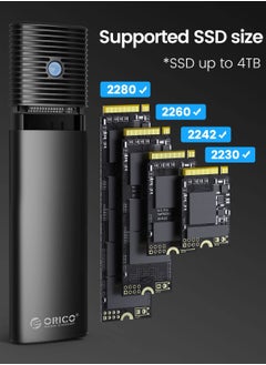 Orico ORICO M.2 NVMe SATA SSD Enclosure Adapter Tool-Free, USB C 3.2 Gen 2 10Gbps NVMe, 5Gbps NGFF SATA PCIe M-Key(B+M Key) 2230/2242/2260/2280, Aluminum External M2 Reader Support UASP Trim- PWDM2-BK  - Image 5