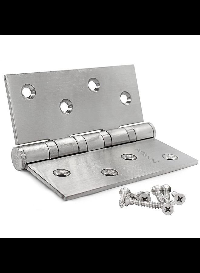 ABBASALI Diamond Brushed Stainless Steel Door Hinges (4x3x3, SILVER)